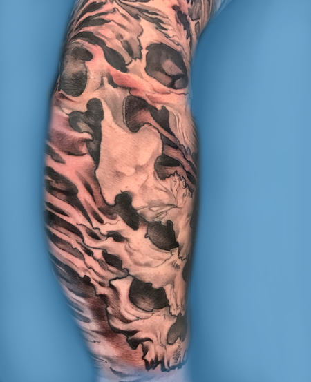 Tattoos - Damon Conklin Skull Bio Organic sleeve - 131207