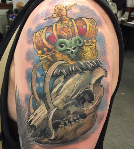 Tattoos - Damon Conklin Crowned Boar Skull - 131213