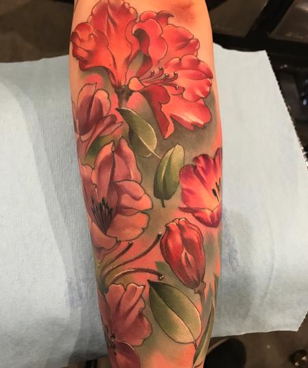 Tattoos - Damon Conklin Pink Floral Sleeve - 131222