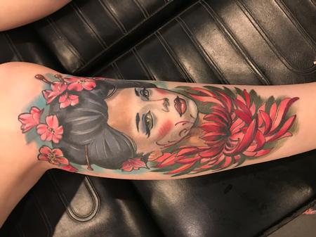 Tattoos - Damon Conklin Floral Geisha - 131225