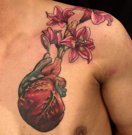 Tattoos - Damon Conklin Heart Lilly Vase - 131228