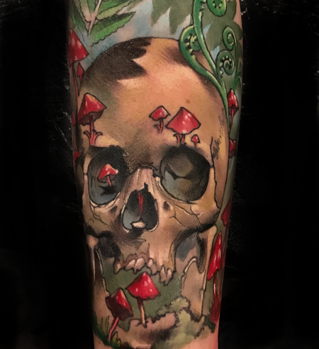 Tattoos - Damon Conklin Mushroom Skull - 131232