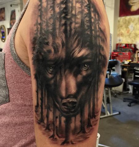 Tattoos - Damon Conklin Wolf Woods - 131245