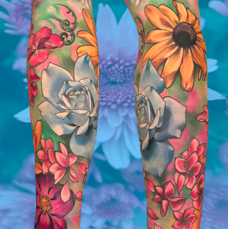 Tattoos - Full color flowers tattoo - 140667