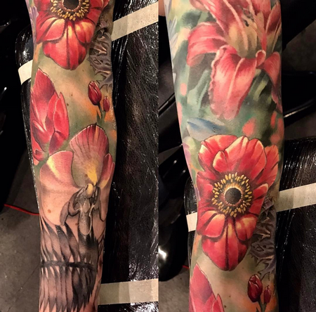 Tattoos - Flowers and Skull - 140912