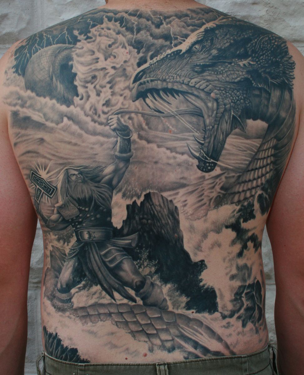 Close Ups of Thor and Midgard Tattoo City Skin Art Studio