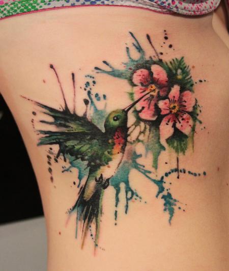 Tattoos - Hummingbird Blossom Tattoo - 63773