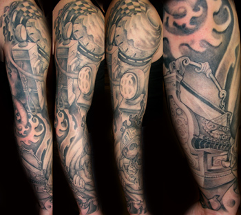 Tattoos - gasoline sleeve and detail - 27771