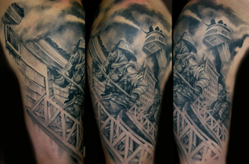 Tattoos - Firefighter ladder sleeve (outside) - 33227