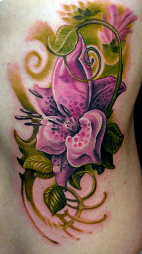 Tattoos - Lilium on ribs - 33888