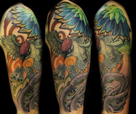 Tattoos - Picchio verde,green bird sleeve - 62869