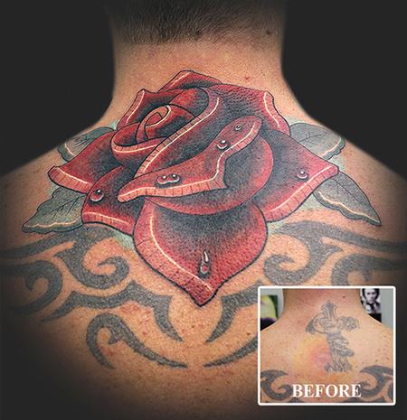 Tattoos - Red Rose Cover Up - 61304