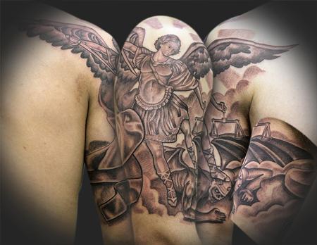 Tattoos - Saint Michael Slaying A Demon - 62801