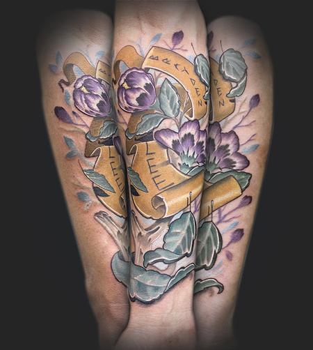 Tattoos - Rose of Sharon Tree with Banner - 61111