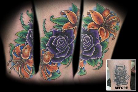 Tattoos - Purple Rose Cover Up - 60382