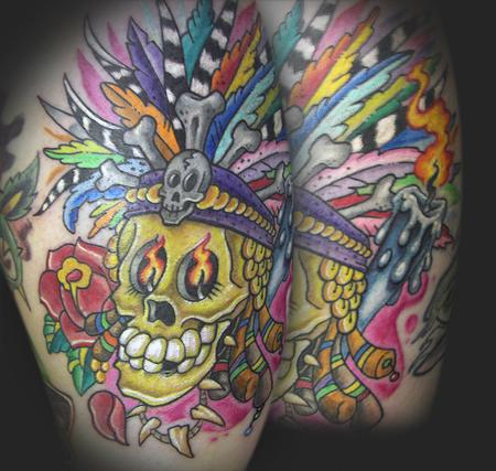 Tattoos - Voodoo Skull with Headdress - 61045