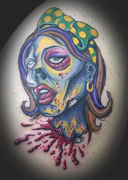 Tattoos - Severed Head Zombie Girl - 61036