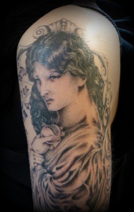 Tattoos - Black and Grey Girl Tattoo - 63960