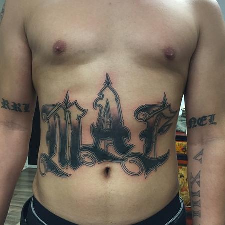 Tattoos - Stomach script - 107916