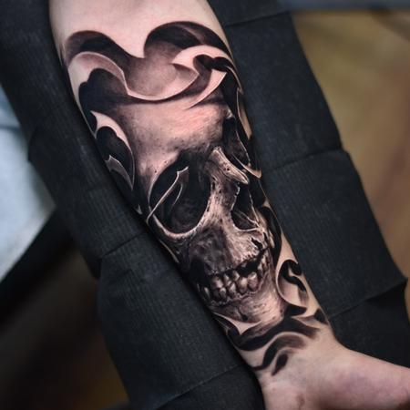 Tattoos - Black and Grey Skull - 138943