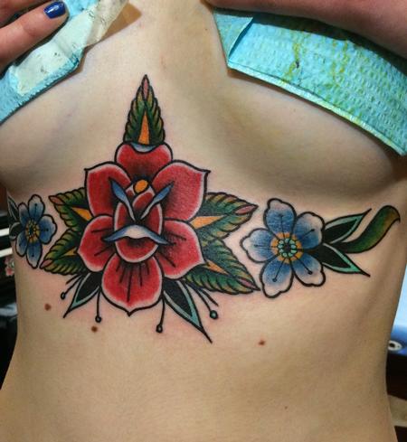 Tattoos - Flowers on sternum - 117759