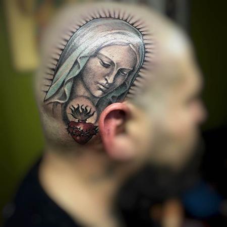 Tattoos - Virgin Mary Head Tattoo - 115618
