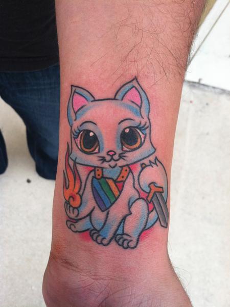 Unify Tattoo Company : Tattoos : Body Part Arm : Battle Kitty Tattoo
