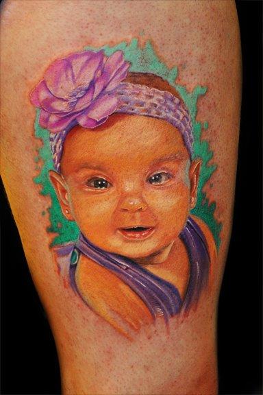 Tattoos - Color Baby Portrait Tattoo - 64913