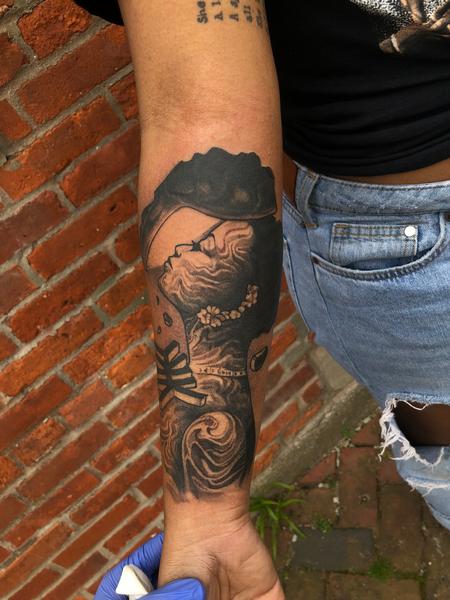 Tattoos - black and grey girl portrait - 141751