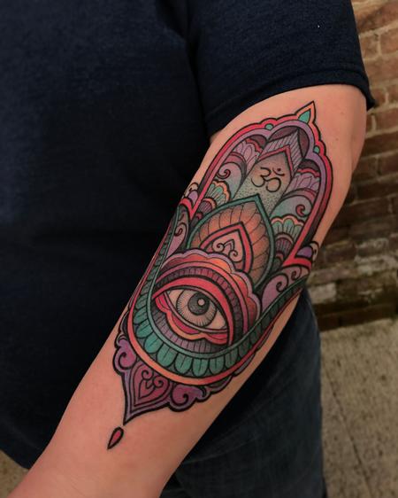 Tattoos - Colorful Hamsa Tattoo  - 126802