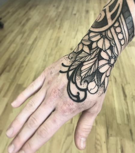 Tattoos - Ornate flower blossom hand tattoo - 128657