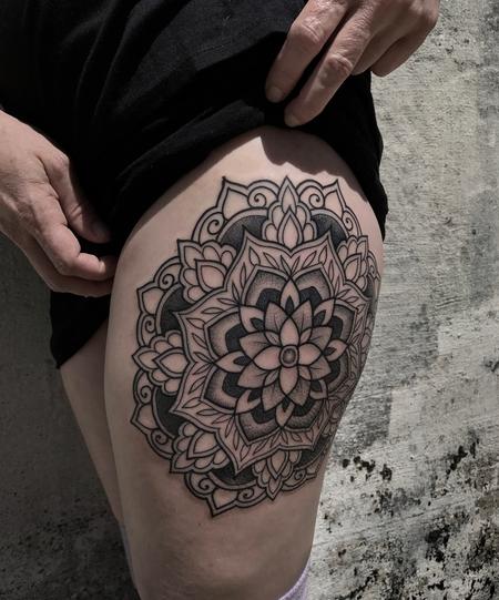 Tattoos - Floral mandala thigh tattoo - 128660