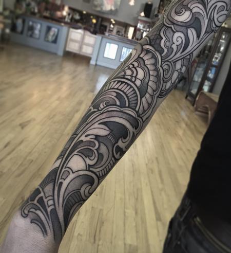 Tattoos - Ornamental black and gray sleeve - 119532