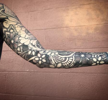 Tattoos - Floral black work sleeve tattoo in progress - 120654
