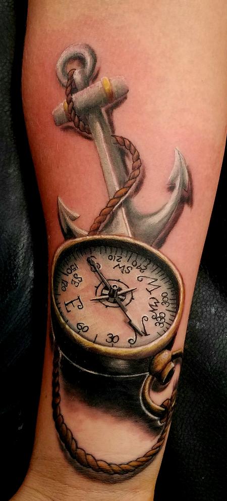 Tattoos - Compass and anchor  - 120193