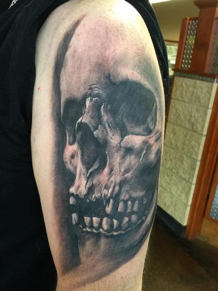 Tattoos - Black and Gray Skull - 119232