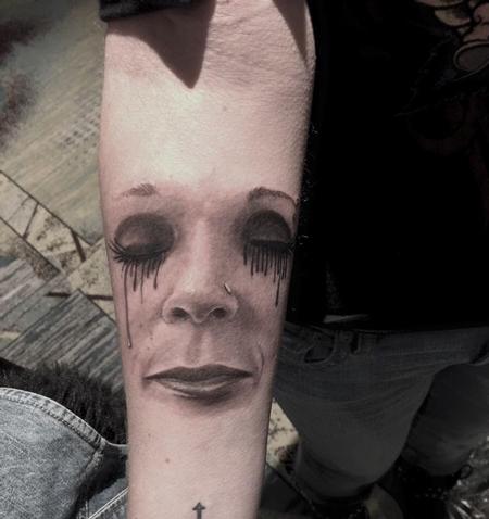 Tattoos - Black and Gray Womens Face - 119233