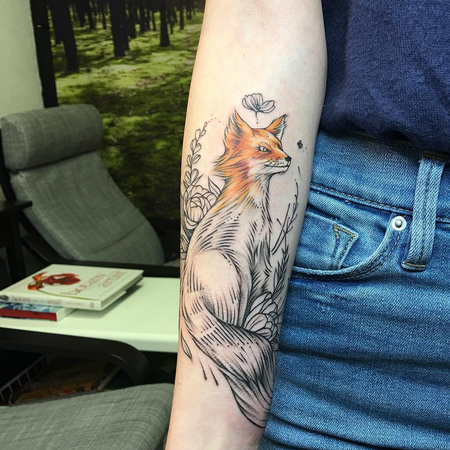 Tattoos - Fox on Arm. Instagram @MichaelBalesArt - 125156