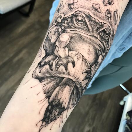 Tattoos - GRUMPY FROG ON FOREARM. INSTAGRAM @MICHAELBALESART - 134137