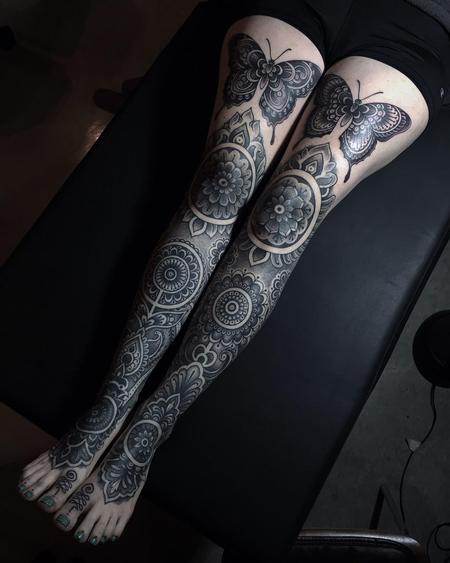 Tattoos - Ornamental Blackwork Mandalas and Butterfly - 125464