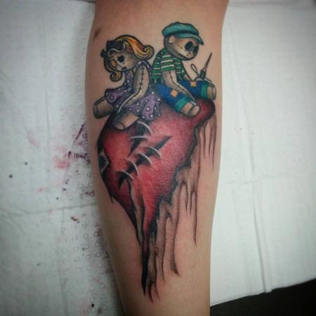 Tattoos - ragdolls on a heart calf piece - 113724