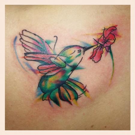 Tattoos - semi abstract hummingbird - 113733