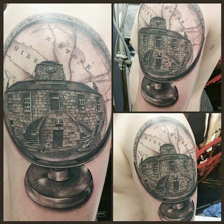Tattoos - globe with house and map background - 113737
