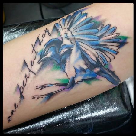 Tattoos - semi abstract colour bird - 113738