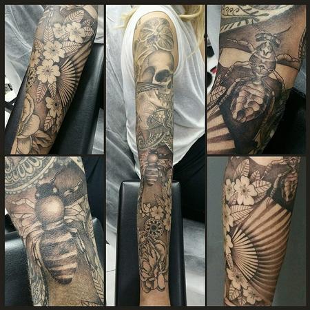 Tattoos - custom black and grey sleeve - 113754