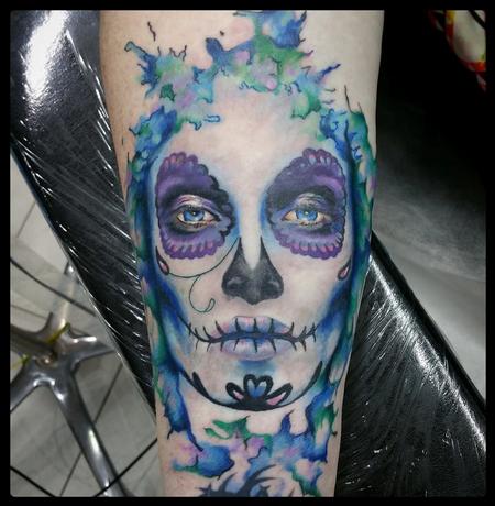 Tattoos - custom colour day of the dead portrait - 113758