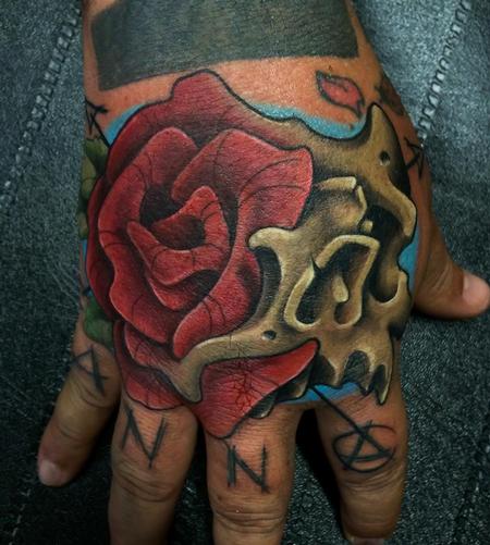 Tattoos - skull - rose - 106297
