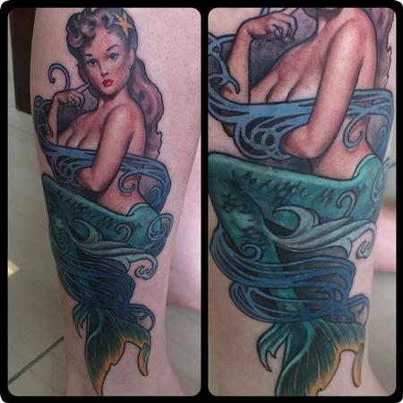 Tattoos - Pin-Up Style Mermaid Tattoo, a cover-up - 101711
