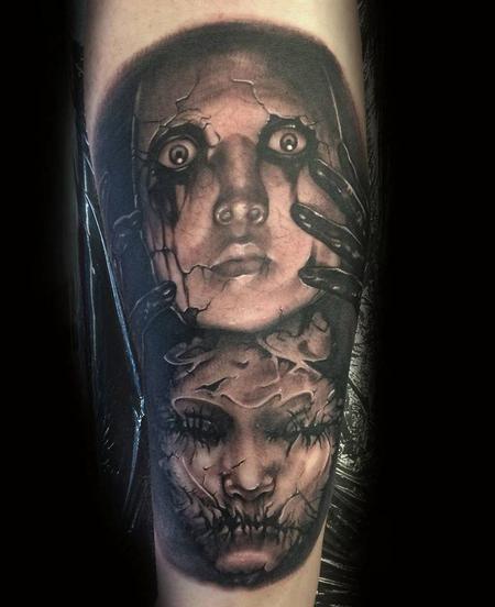 Tattoos - Black and grey fantasy arts tattoo - 101739