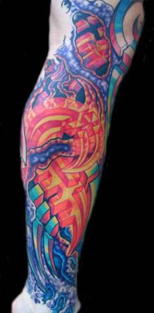 Tattoos - Bio-Geometric Leg Sleeve - 14444